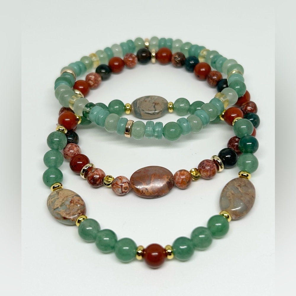 Joyful Jade Stretch Bracelet Stack. - image 1